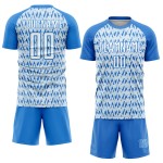 Custom Powder Blue White-Silver Abstract Geometric Pattern Sublimation Soccer Uniform Jersey