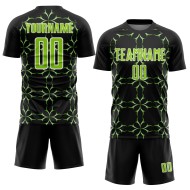 Custom Black Neon Green-White Damask Pattern Sublimation Soccer Uniform Jersey Custom Black Neon Green-White Damask Pattern Sublimation Soccer Uniform Jersey