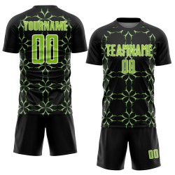 Custom Black Neon Green-White Damask Pattern Sublimation Soccer Uniform Jersey Custom Black Neon Green-White Damask Pattern Sublimation Soccer Uniform Jersey