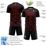 Custom Black Red Abstract Hexagon Sublimation Soccer Uniform Jersey