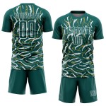 Custom Midnight Green White Curved And Wavy Lines Sublimation Soccer Uniform Jersey Custom Midnight Green White Curved And Wavy Lines Sublimation Soccer Uniform Jersey