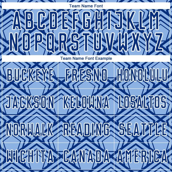 Custom Light Blue Royal-White Geometric Pattern Sublimation Soccer Uniform Jersey Custom Light Blue Royal-White Geometric Pattern Sublimation Soccer Uniform Jersey